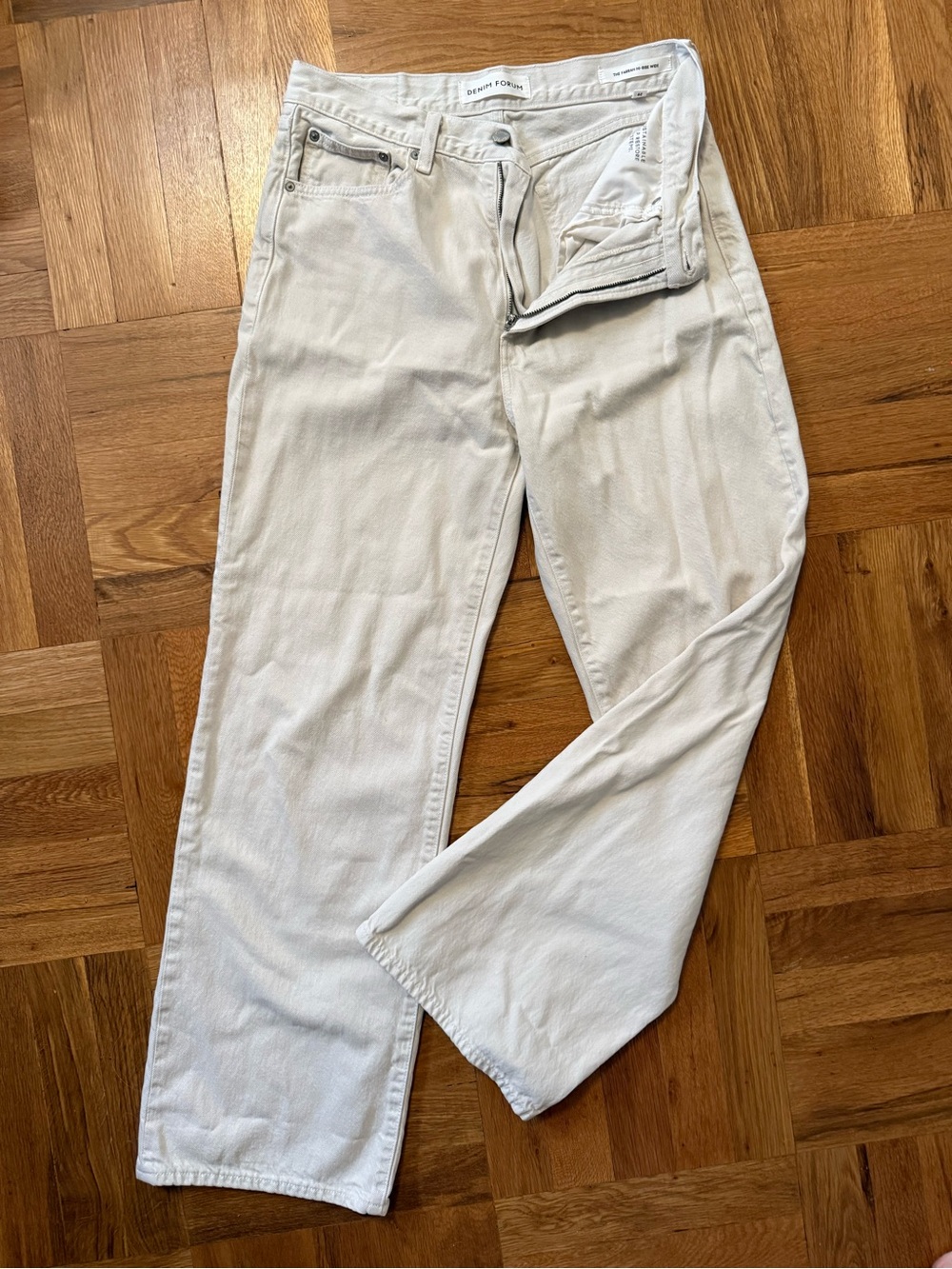 Denim Forum ecru hi-rise wide leg denim